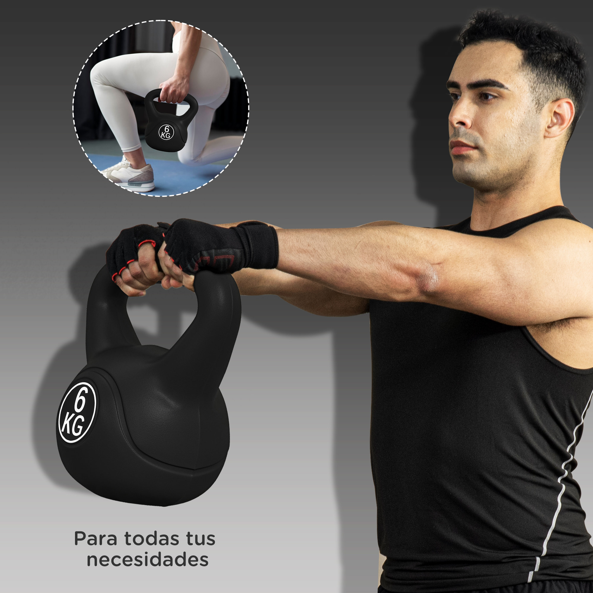 Pesa Rusa de 6 kg Kettlebell de Fiteness Relleno de Arena con Mango Ancho Antideslizante para Ejercicios y Entrenamiento en Casa y Gimnasio 20x13x22 cm Negro