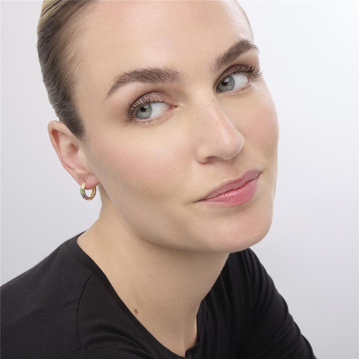 Pendientes acabado oro amarillo de 18k y Circonita Multicolor