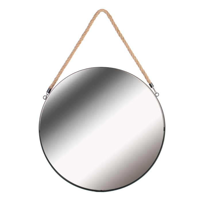Miroir Rond Noir Anse Jonc 50cm