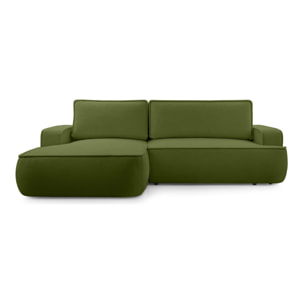 Nessino - canapé d'angle gauche 4 places - convertible avec coffre - en tissu texturé - Vert