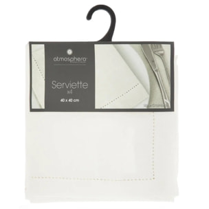 Lot de 4 serviettes de table "Chambray" - blanc 40x40 cm