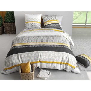 Parure housse de couette 100% coton 57fils + 2 taies