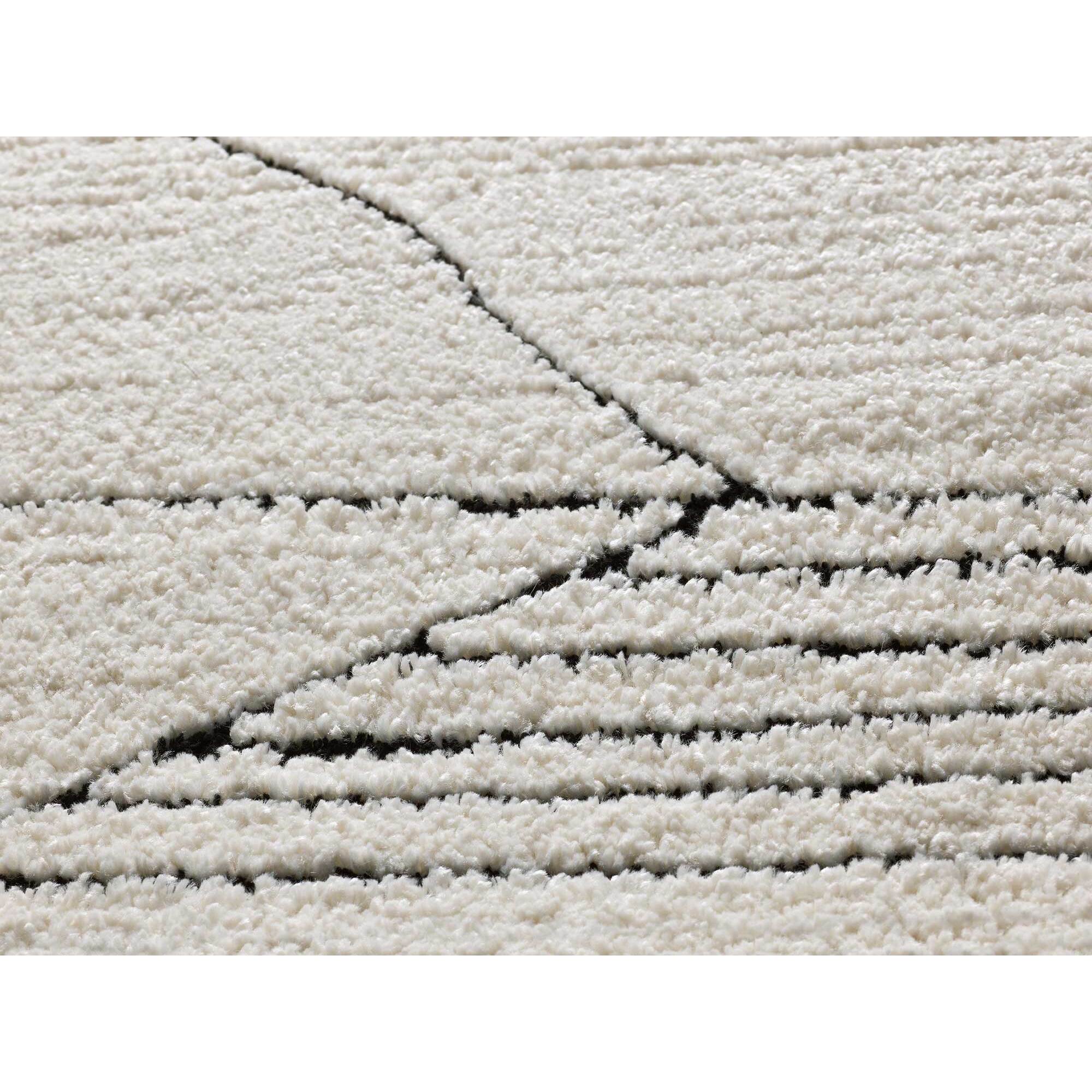 TURIN Alfombra étnica con relieve en blanco y negro, varias medidas disponibles