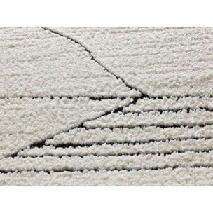 TURIN Alfombra étnica con relieve en blanco y negro, varias medidas disponibles