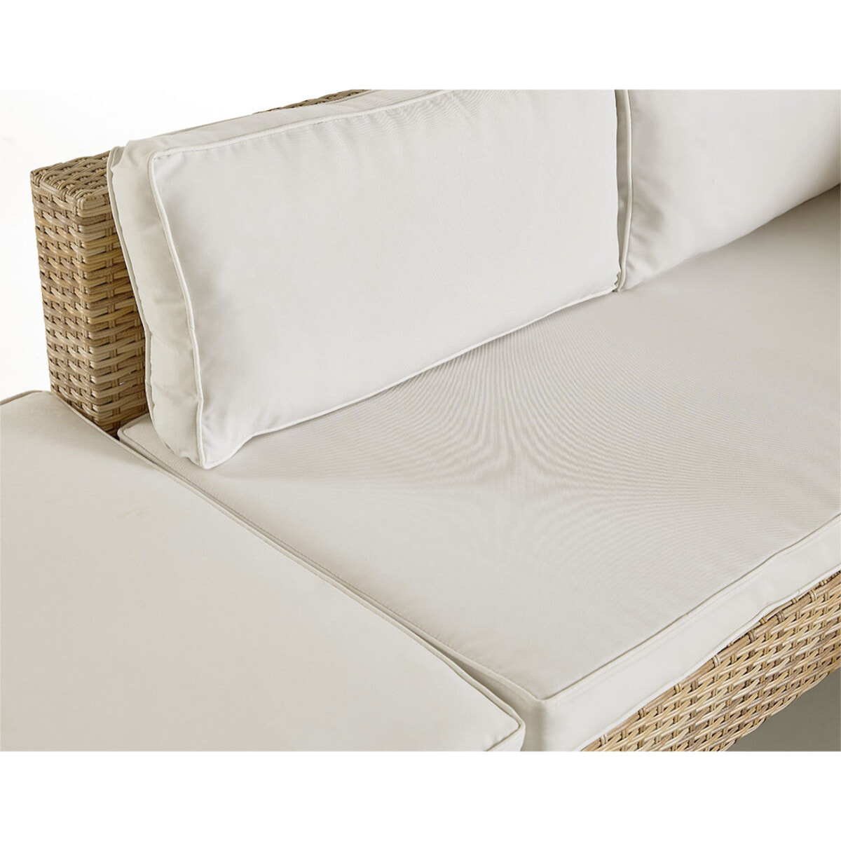 Sashi – salon de jardin d'angle en résine beige et grise – 5 places - coussins gris clair et table incluse - Gris