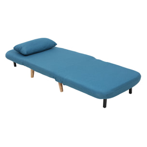 Fauteuil scandinave convertible en tissu bleu canard AMIKO