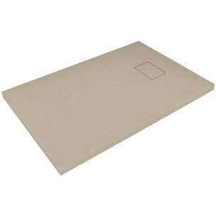Piatto Doccia Spessore 2.6 Cm Resina SMC Effetto Pietra Stone Ardesia Antiscivolo Riducibile Filopavimento Con Griglia Di Copertura Tortora 90x120 Cm