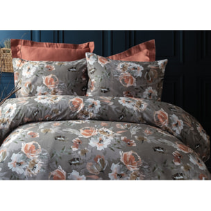Parure housse de couette 240x220 cm et 2 taies d'oreiller 63x63cm satin de coton imprimé
