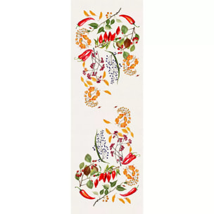 Chemin de table lin & coton lavé 150 g/m² imprimé vert rouge Piments doux caliente