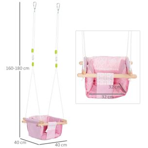 Columpio Bebé Altura Ajustable con Cinturón de Seguridad 80 kg 40x40x180 cm Rosa