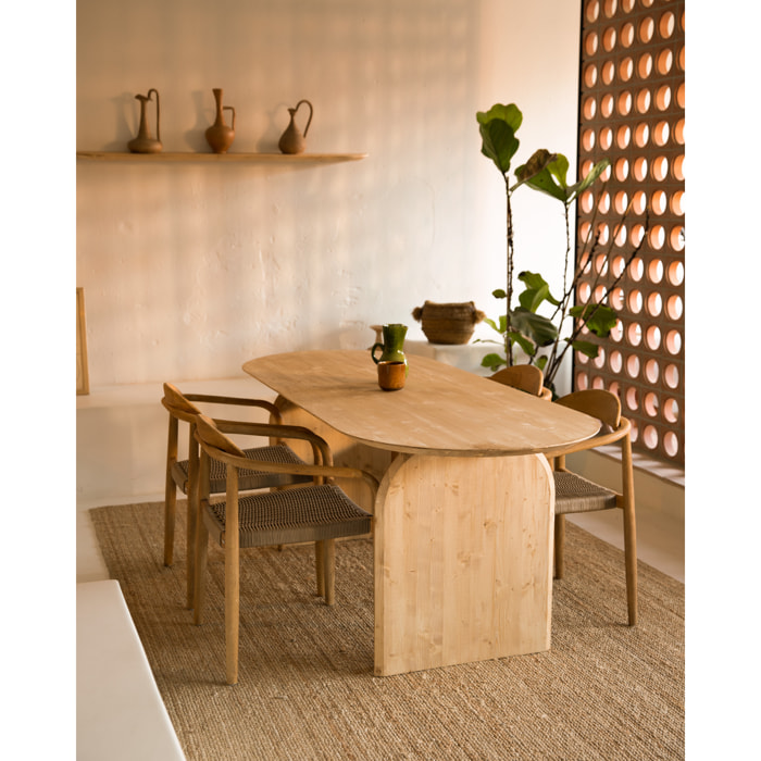 Table à manger ovale en bois massif ton chêne moyen en différentes tailles
