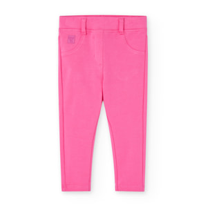 PantalÃ³n elÃ¡stico para niÃ±a en felpa lisa, color rosa