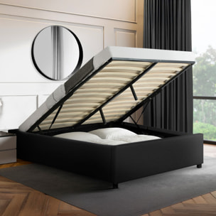 Lit coffre Otto en similicuir noir avec sommier 140x190cm