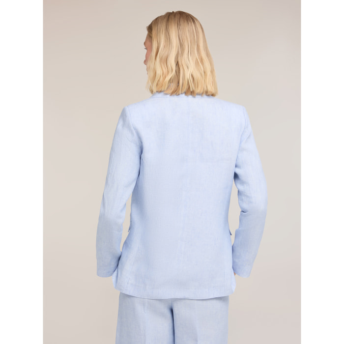 Motivi - Blazer cruzado de lino - Light - blue