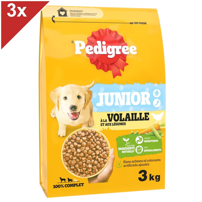 PEDIGREE JUNIOR Croquettes à la Volaille et aux Legumes pour chiot 3x3kg