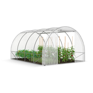 Serre tunnel de jardin 12m² blanche bâche renforcée 130 gr/m² - gamme toutes saisons