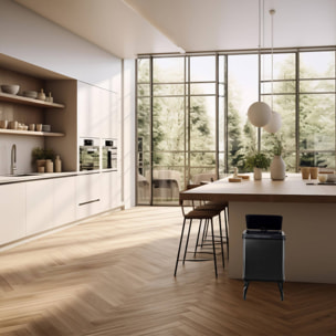 Well home - cubo de basura inteligente para reciclaje con apertura automática y contacto manual 15l+15l 35,5x26x60cm color negro