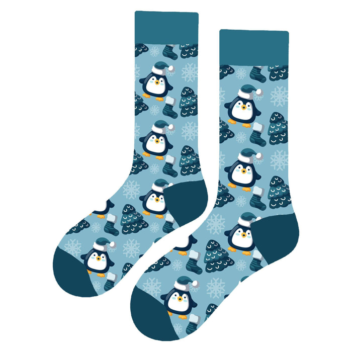 Calcetines Altos Divertidos Unisex con Dibujos de Pinguinos, Talla única 27-35