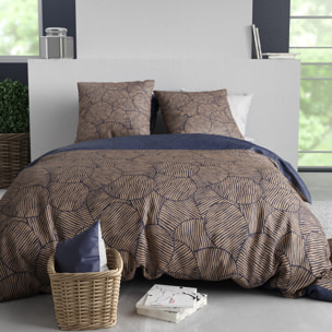 Parure housse de couette imprimé 100% coton - ninon - bleu