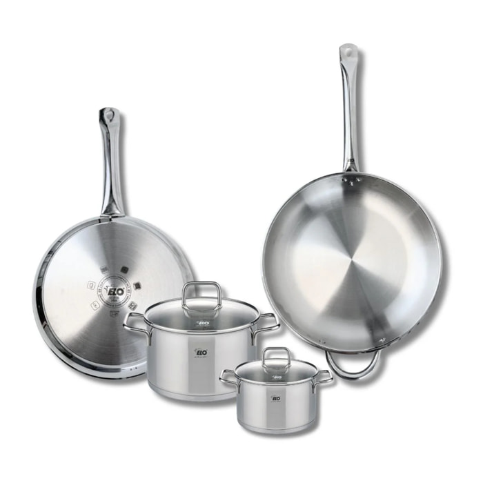 Ensemble de 2 Poêles de cuisson 28 et 32 cm et 2 faitouts 14 et 20 cm Elo Profi Citrin