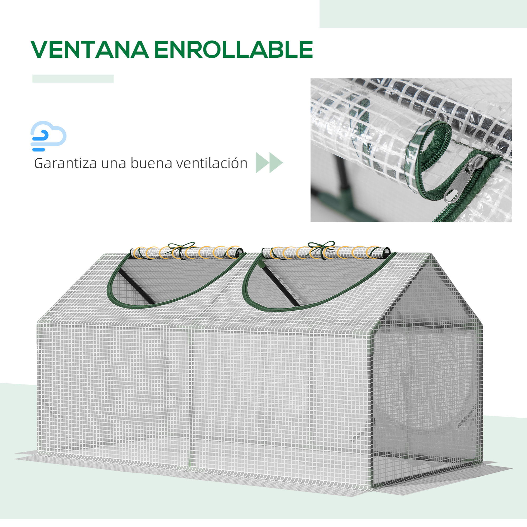 Invernadero de Terraza 120x60x60 cm Caseta de Jardín Acero con 2 Ventanas Enrollables Vivero Casero para Cultivo de Plantas Verduras Flores Translúcido