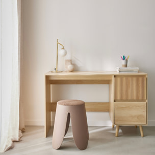 Bureau scandinave décor bois 2 tiroirs LINEAR