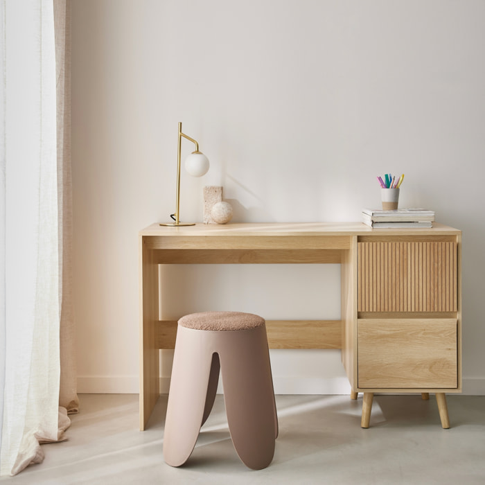 Bureau scandinave décor bois 2 tiroirs LINEAR
