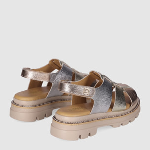 Sandalias de Piel - Multicolor - Tacón: Bajo