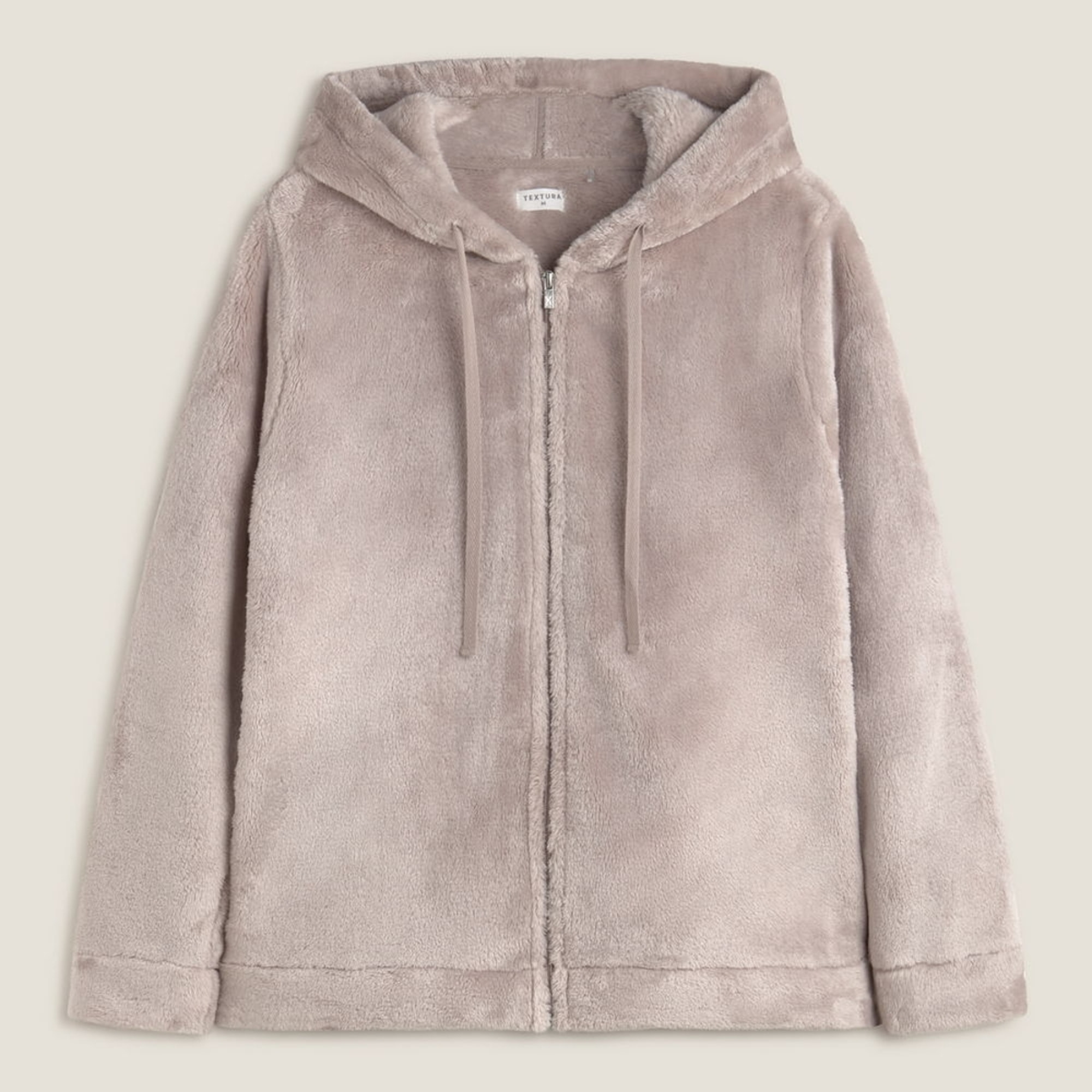 Chaqueta efecto pelo capucha Este color gris piedra Poliéster