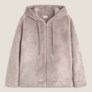 Chaqueta efecto pelo capucha Este color gris piedra Poliéster