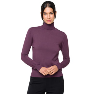 Maglia collo alto Hot Buttered Elettra viola