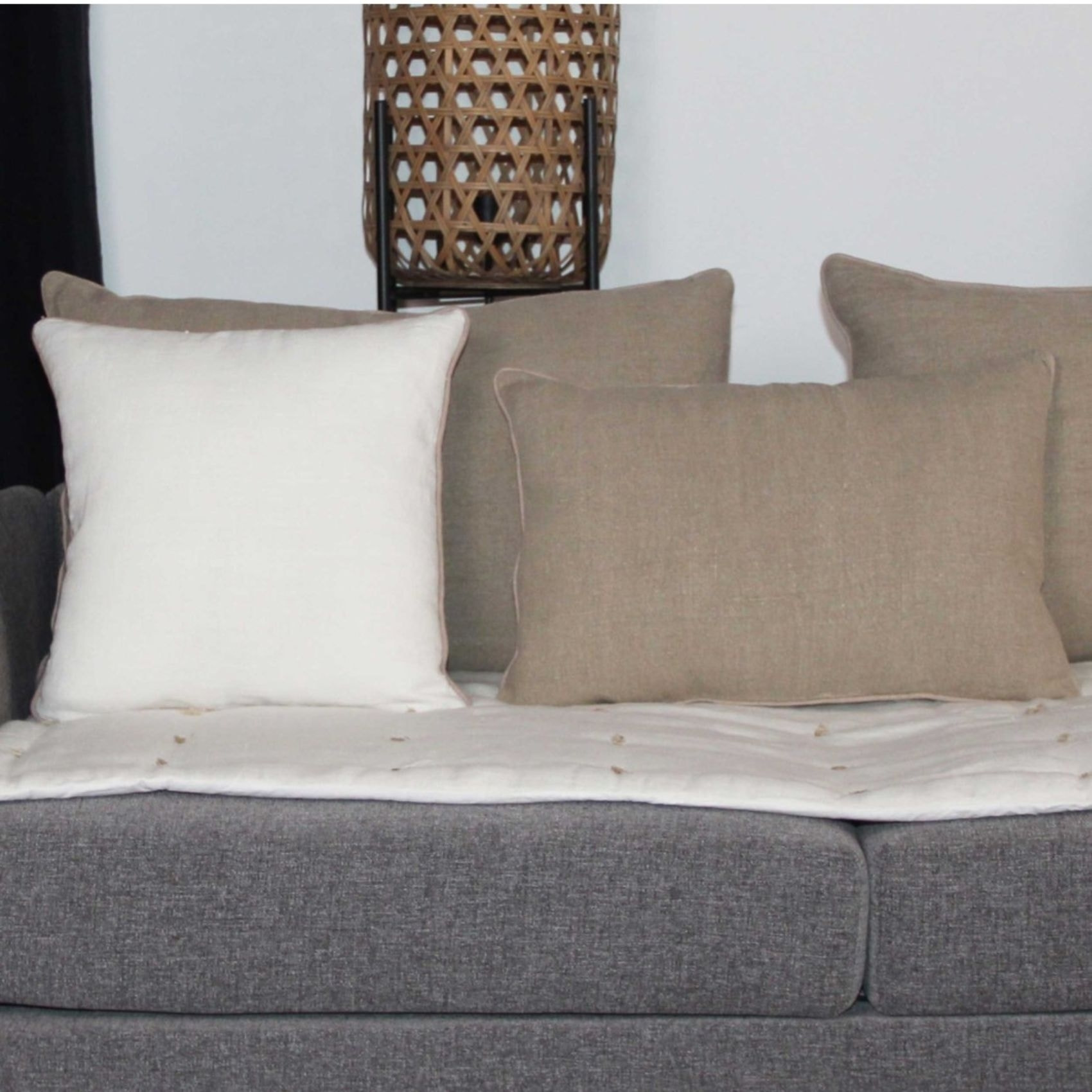 Coussin lin et coton bourdon - Blanc