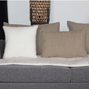 Coussin lin et coton bourdon - Blanc