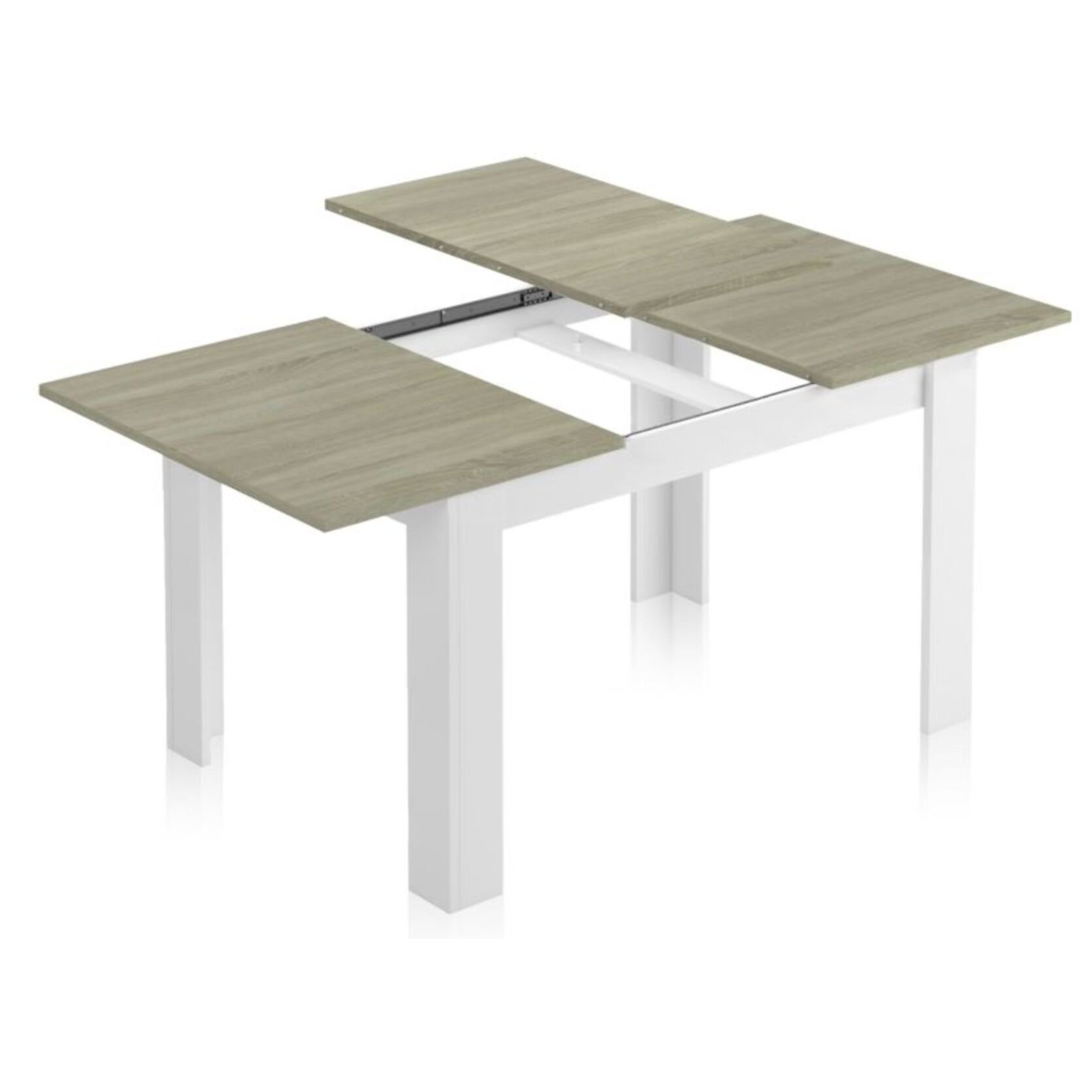 Mesa de comedor extensible Danna Blanco Artik (Blanco Mate) – Roble Alaska