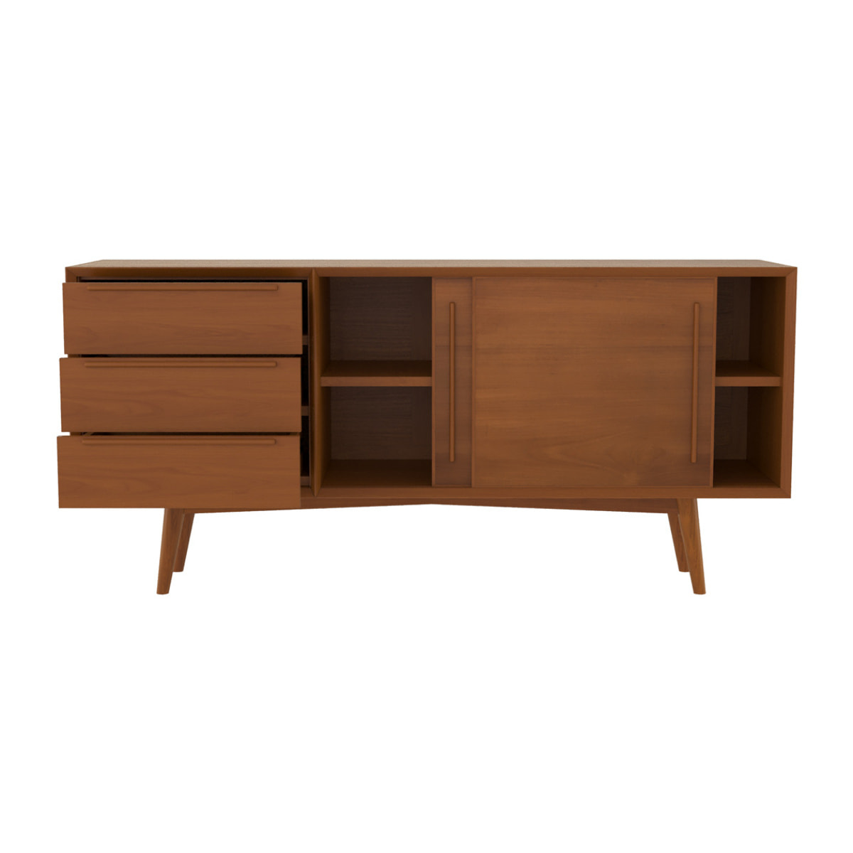 Buffet 2 portes coulissantes et 3 tiroirs en teck - Waya