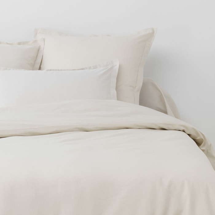 Parure De Drap 3Pcs Drap Housse 90x190cm 100% Coton 57fils/cm2 Beige