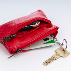 Atrani portamonedas con doble compartimento de piel Dollaro. Llavero interior.