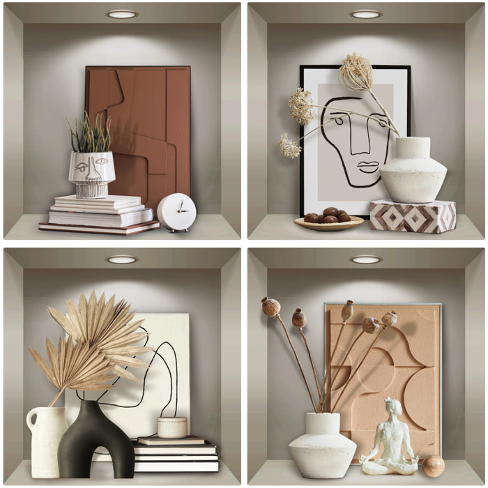 Stickers muraux 3D | Sticker Mural Autocollant effet 3D objets design - Stickers adhésifs 3D Chambre Salon Trompe l'oeil