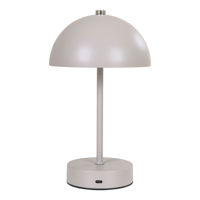 Lampada da tavolo Holt ricaricabile in metallo color sabbia e acciaio