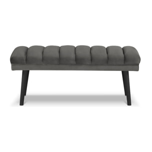 Banc "Frison" 2 places en velours gris foncé