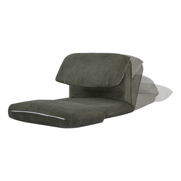 Chauffeuse matelas kaki convertible velours côtelé grosse côte 1 place Cosy
