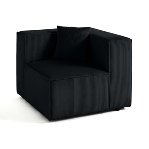 Arty - module d'assise droit - en velours côtelé - Noir