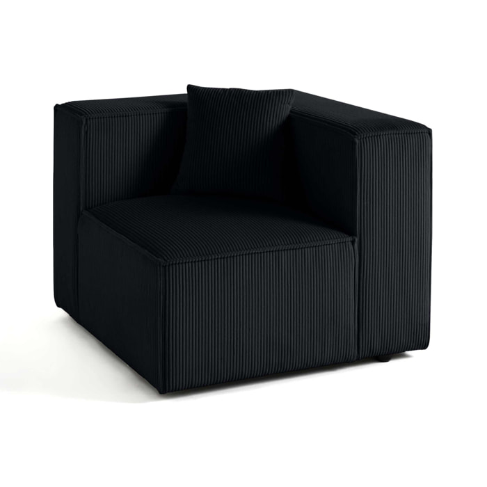 Arty - module d'assise droit - en velours côtelé - Noir