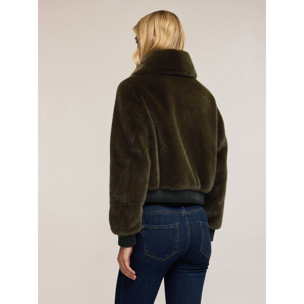 Motivi - Giubbotto effetto peluche con inserti - Verde militare