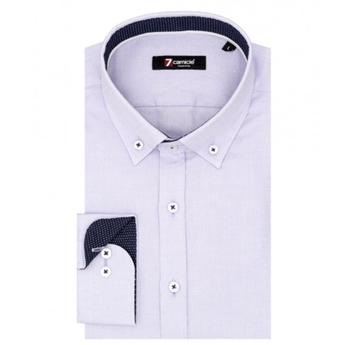 camicia uomo 1 bottone button down slim Oxford Strech Unito Viola Ciclamino