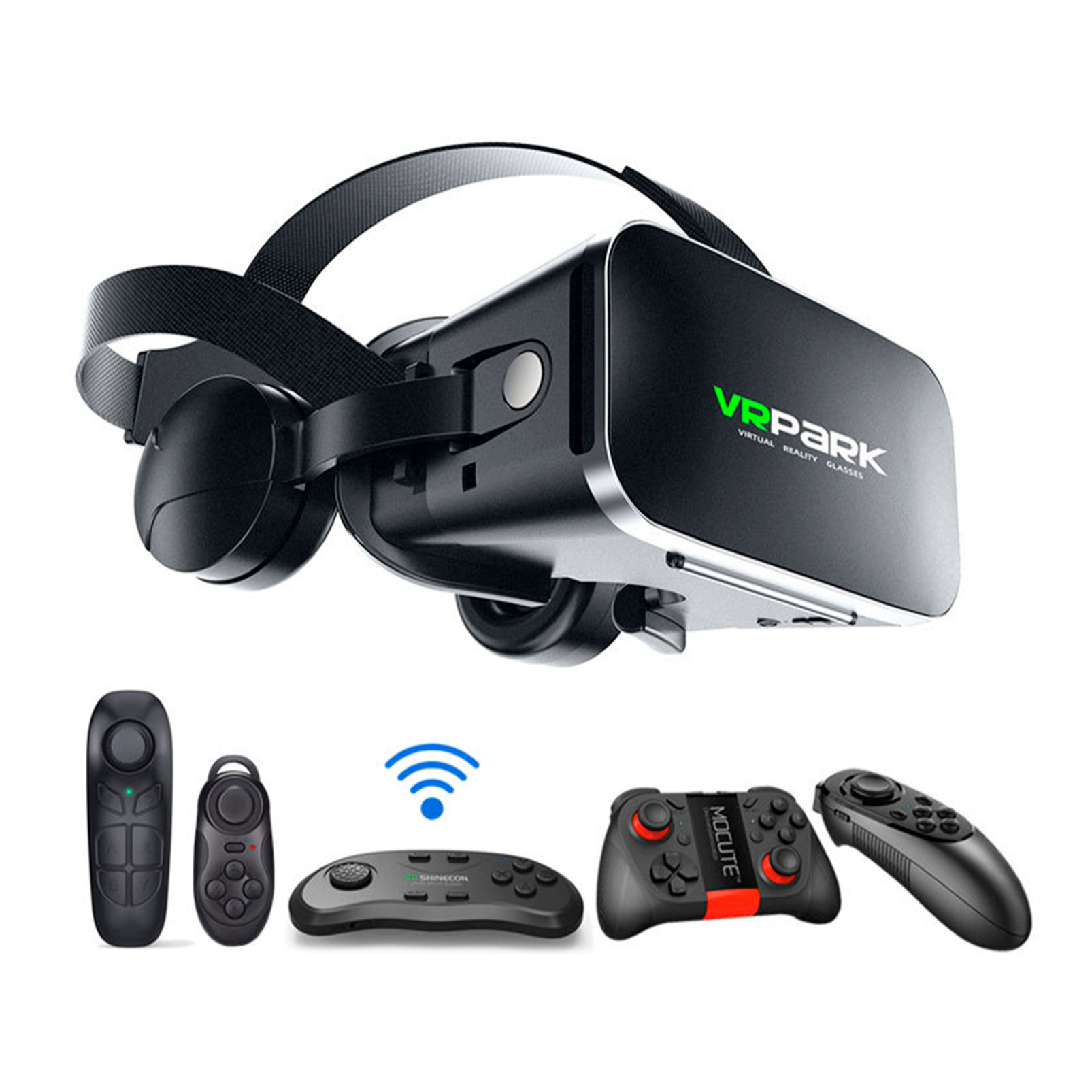 Occhiali di realtà virtuale J50. Cuffie bluetooth, vista panoramica 360°. Compatibili con IOS, Android.