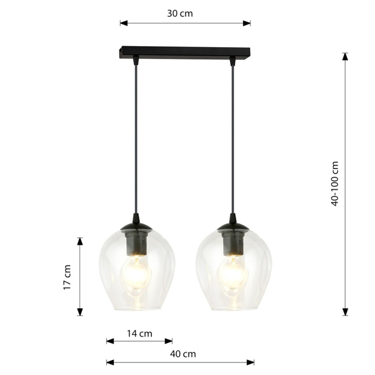 Lampada a sospensione ISTAR in acciaio nero e vetro
