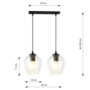 Lampada a sospensione ISTAR in acciaio nero e vetro