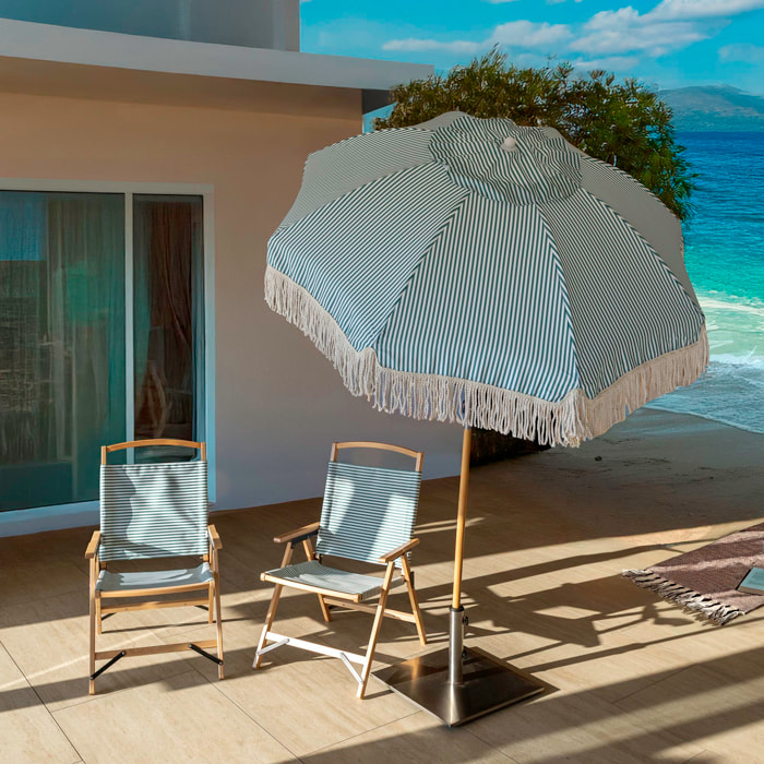 Lot de 2 chaises de plage vertes et parasol assorti PLAYA