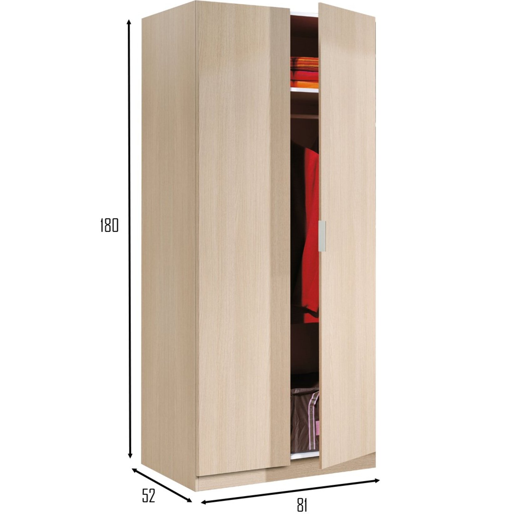 Armadio Guardaroba A 2 Ante Con Asta Appendiabiti E Ripiano Interno Mobile Armadio Salvaspazio Design Moderno Minimal 81 x 52 x 180 Cm Rovere Chiaro